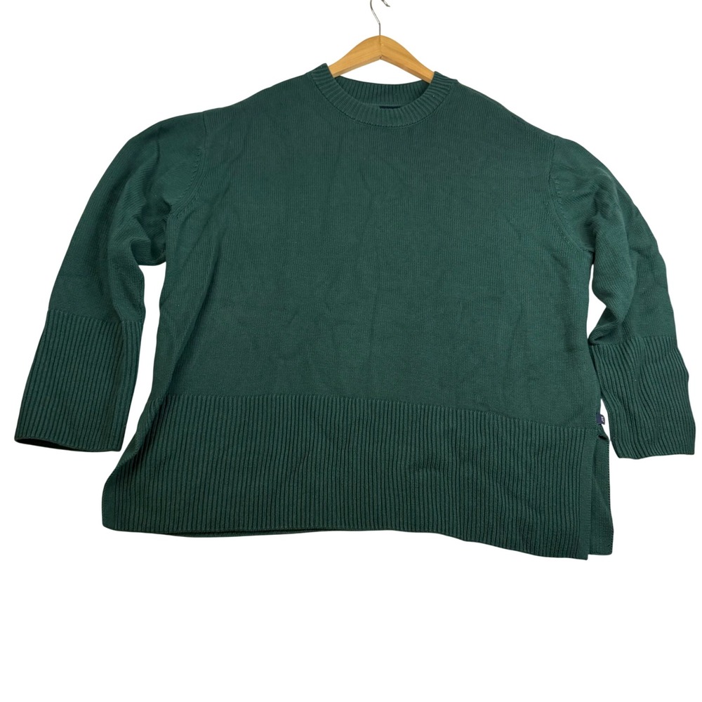 Gap Forest Green 100% Cotton Shaker Stitch Crewneck Sweater XL Oversized